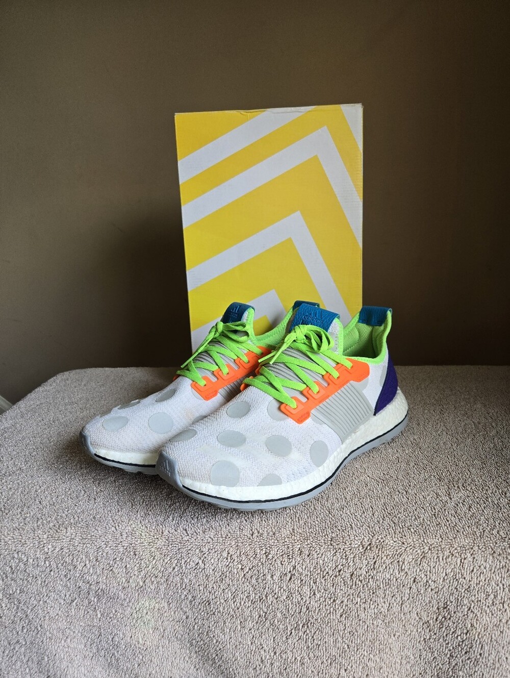 ADIDAS PUREBOOST ZG KOLOR JAPAN / ONIX WHITE PURPLE POLKA-DOT / Sz.10.5 * RARE *